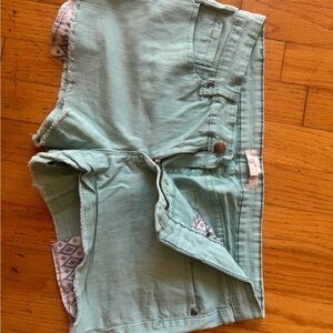 Juniors’ Mint Green Denim Shorts
